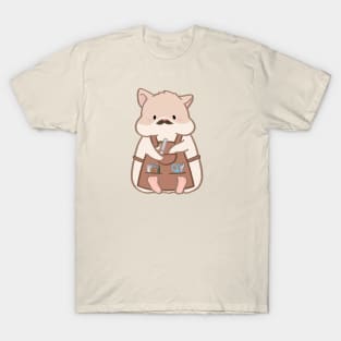 Fat hamster in woodworking apron cartoon T-Shirt